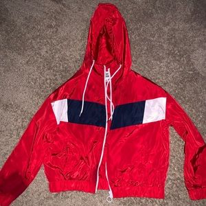 Red White and Blue Cropped Wind Breaker